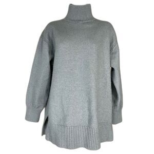 H&M Turtleneck Sweater W/ M Sage Green Wool Blend Side Slit LN/NWOT